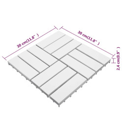 Tuiles de terrasse 30 pcs Blanc 30x30 cm Bois massif d'acacia