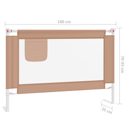 Barrière de sécurité de lit d'enfant Taupe 100x25 cm Tissu