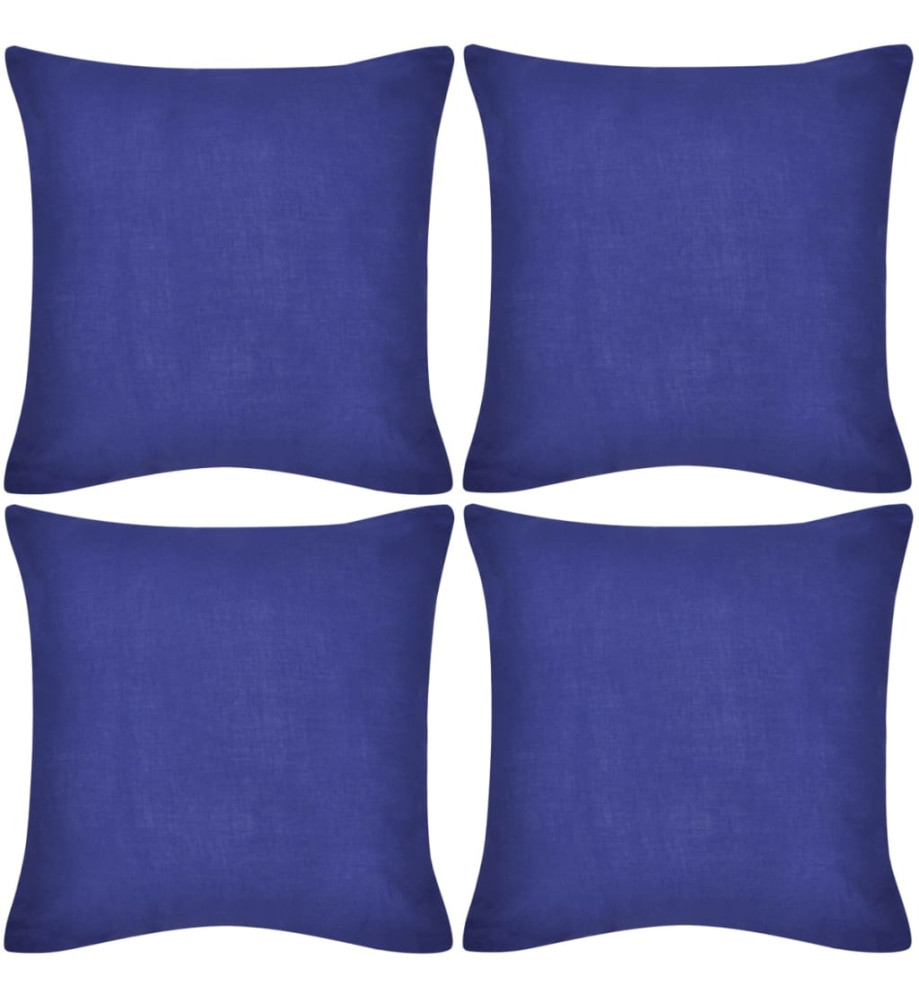 Housses de coussin Coton 4 pcs Bleu 40x40 cm