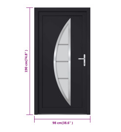 Porte d'entrée anthracite 98x190 cm PVC