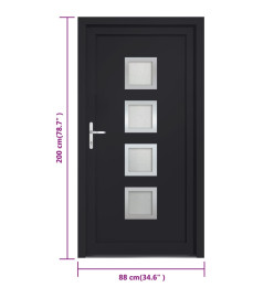 Porte d'entrée anthracite 88x200 cm PVC