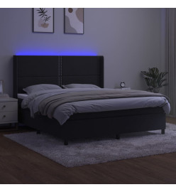 Sommier tapissier avec matelas et LED Noir 180x200 cm Velours