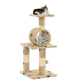 Arbre à chat avec griffoir en sisal 65 cm Beige Motif de pattes