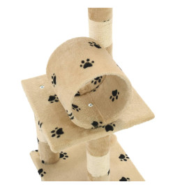 Arbre à chat avec griffoir en sisal 65 cm Beige Motif de pattes