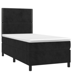 Lit à sommier tapissier avec matelas Noir 90x190 cm Velours