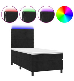 Sommier tapissier avec matelas et LED Noir 100x200 cm Velours