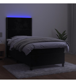 Sommier tapissier avec matelas et LED Noir 100x200 cm Velours