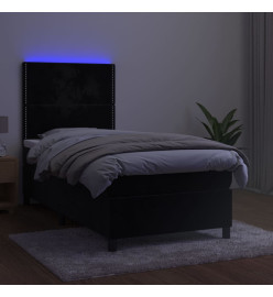 Sommier tapissier avec matelas et LED Noir 90x190 cm Velours