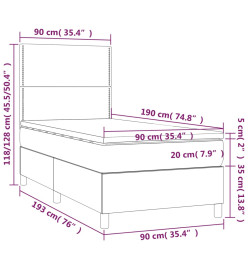 Sommier tapissier avec matelas et LED Noir 90x190 cm Velours