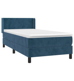 Lit à sommier tapissier avec matelas Bleu foncé 90x200 cm