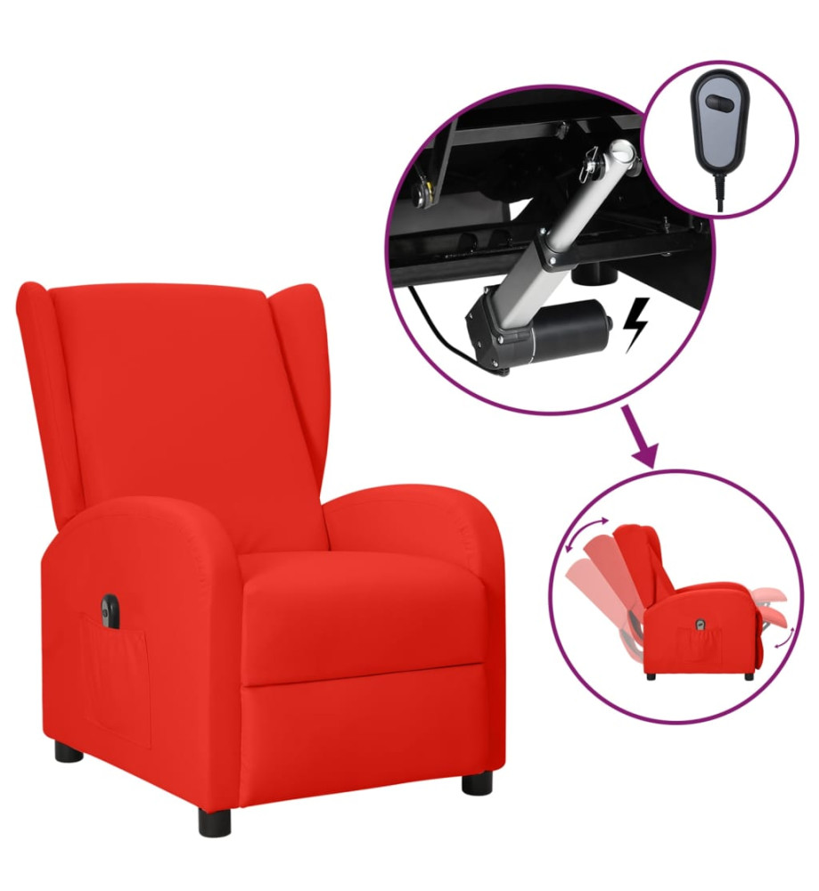 Fauteuil inclinable électrique à oreilles Rouge Similicuir