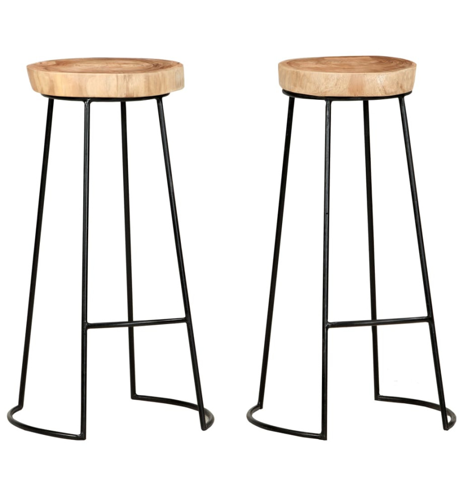 Tabourets de bar lot de 2 bois d'acacia massif