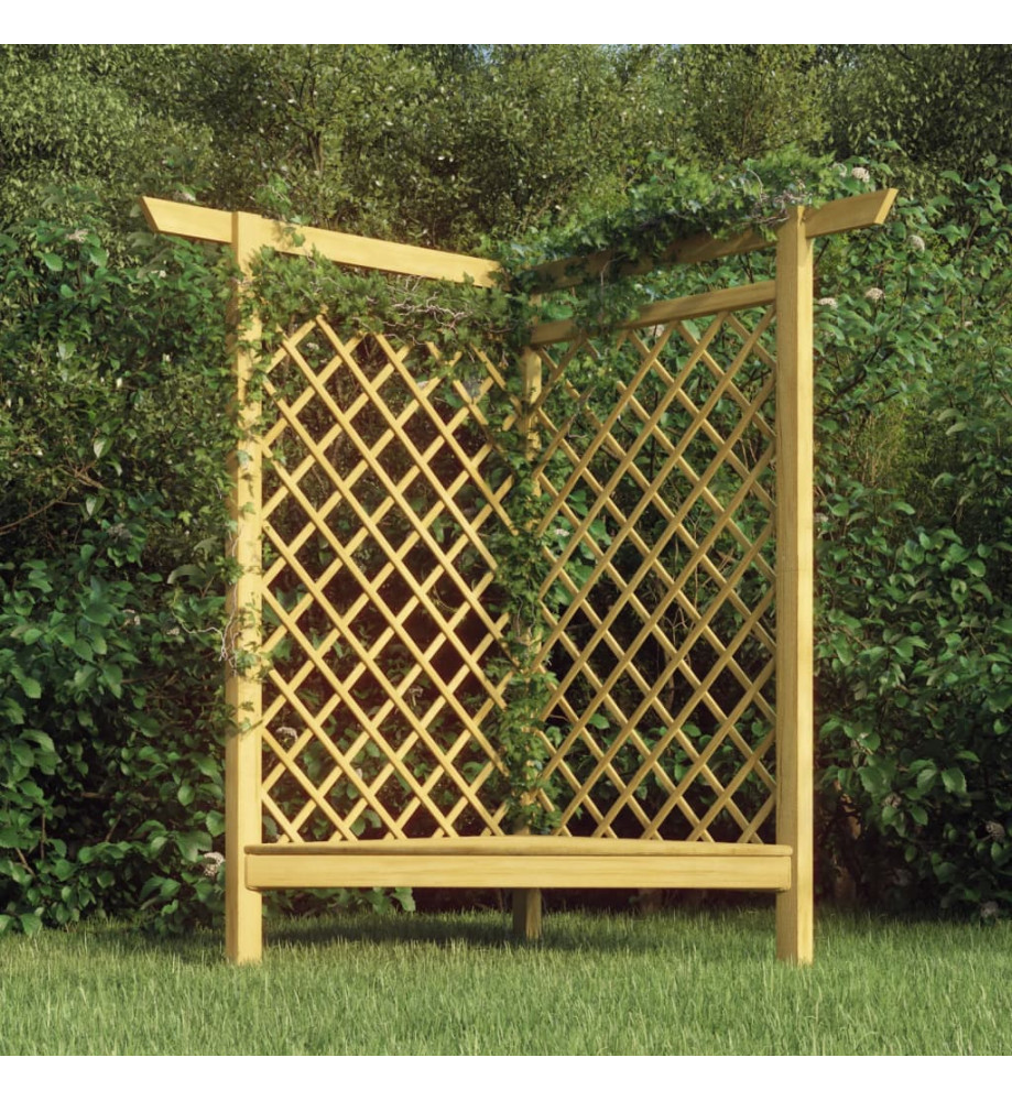 Pergola d'angle avec banc 166x81x174 cm Bois de pin imprégné