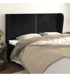 Tête de lit avec oreilles Noir 203x23x118/128 cm Velours