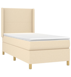 Lit à sommier tapissier avec matelas Crème 90x200 cm Tissu