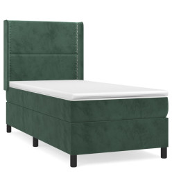 Lit à sommier tapissier avec matelas Vert foncé 100x200 cm