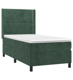 Lit à sommier tapissier avec matelas Vert foncé 100x200 cm