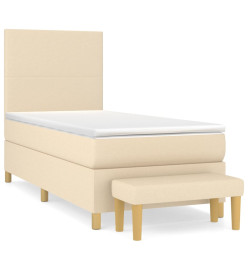 Lit à sommier tapissier avec matelas Crème 90x200 cm Tissu