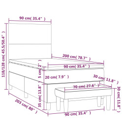 Lit à sommier tapissier avec matelas Crème 90x200 cm Tissu