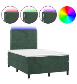 Sommier tapissier matelas et LED Vert foncé 120x200 cm Velours