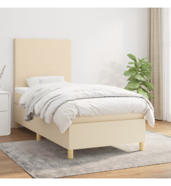 Lit à sommier tapissier et matelas Crème 90x190 cm Tissu