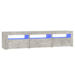 Meuble TV avec lumières LED Gris béton 180x35x40 cm