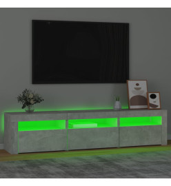 Meuble TV avec lumières LED Gris béton 180x35x40 cm