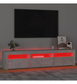 Meuble TV avec lumières LED Gris béton 180x35x40 cm