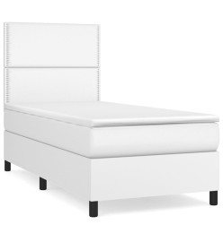 Lit à sommier tapissier avec matelas Blanc 90x200 cm Similicuir