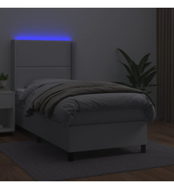 Sommier tapissier avec matelas et LED Blanc 90x190cm Similicuir