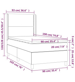 Sommier tapissier avec matelas et LED Blanc 90x190cm Similicuir