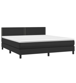 Sommier tapissier avec matelas et LED Noir 180x200cm Similicuir