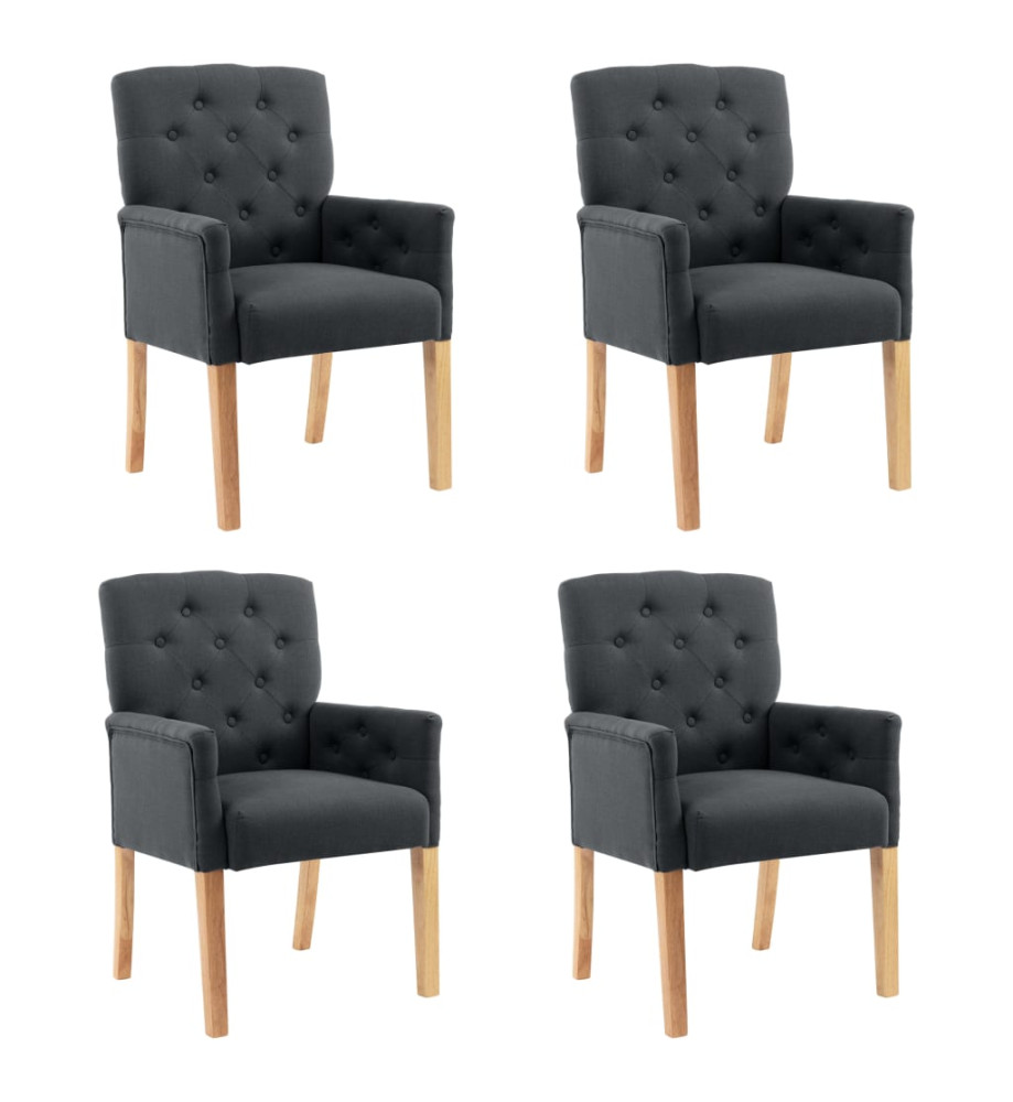 Chaises à manger avec accoudoirs lot de 4 gris tissu