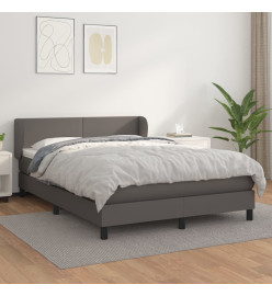 Lit à sommier tapissier avec matelas Gris 140x200 cm Similicuir