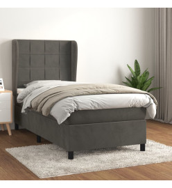 Lit à sommier tapissier et matelas Gris foncé 90x200 cm Velours