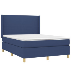 Sommier tapissier avec matelas et LED Bleu 140x190 cm Tissu