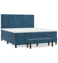 Lit à sommier tapissier et matelas Bleu foncé 160x200cm Velours