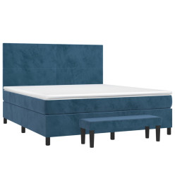 Lit à sommier tapissier et matelas Bleu foncé 160x200cm Velours