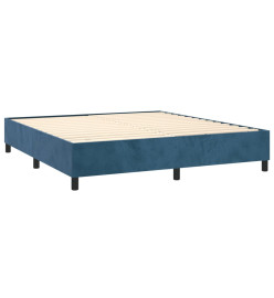 Sommier tapissier matelas et LED Bleu foncé 160x200 cm Velours