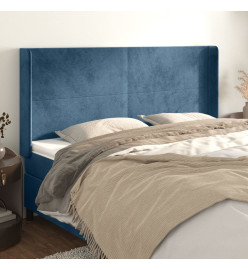 Tête de lit avec oreilles Bleu foncé 163x16x118/128 cm Velours