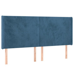 Tête de lit avec oreilles Bleu foncé 163x16x118/128 cm Velours