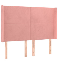 Tête de lit avec oreilles Rose 147x16x118/128 cm Velours