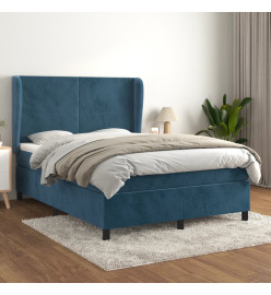 Lit à sommier tapissier et matelas Bleu foncé 140x200cm Velours