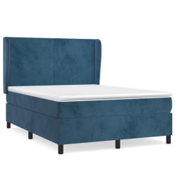Lit à sommier tapissier et matelas Bleu foncé 140x200cm Velours