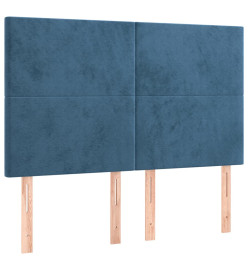Lit à sommier tapissier et matelas Bleu foncé 140x200cm Velours