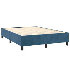 Sommier tapissier matelas et LED Bleu foncé 140x190 cm Velours