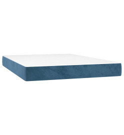 Sommier tapissier matelas et LED Bleu foncé 140x190 cm Velours