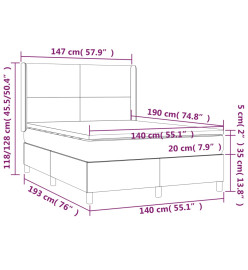 Sommier tapissier matelas et LED Bleu foncé 140x190 cm Velours