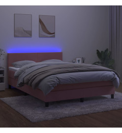 Sommier tapissier avec matelas et LED Rose 140x200 cm Velours
