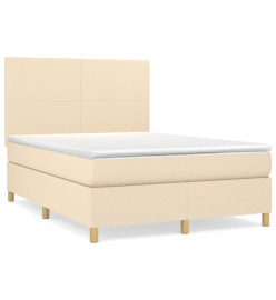 Lit à sommier tapissier avec matelas Crème 140x200 cm Tissu